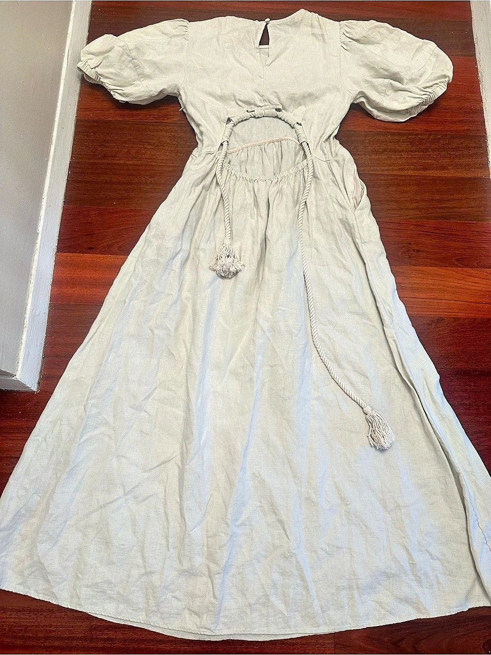 & Other Stories & Linen Striped Maxi Dress in Cream Size EU 36